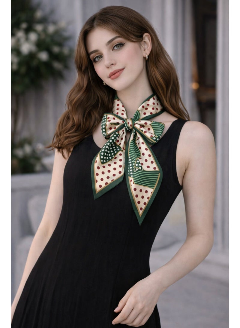 أولودينيز  وشاح حريري صغير للنساء – إكسسوار طويل نحيف بطبعات أنيقة - Image 1